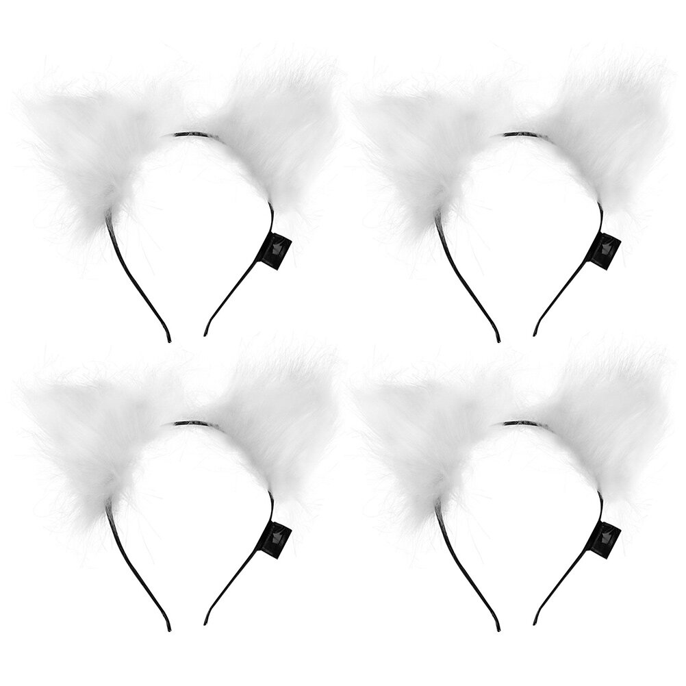 4Pcs Furry Cat Ears Headbands Glowing Plush Headbands Adorable Cat Ears Headdress