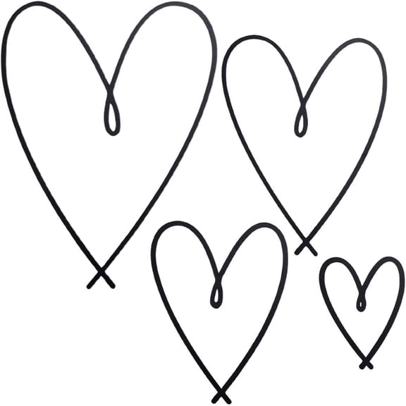 4Pcs Galvanized Steel Sheet Wall Decorations Heart Black 111~310x84~230x1.5mm for Handmade