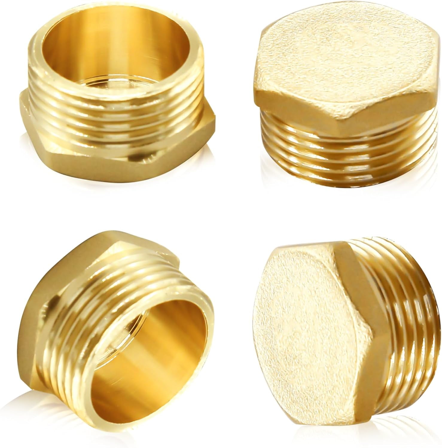4Pcs Garden Hose Cap, Brass Garden Hose Plug Faucet Cap, Outdoor Faucet