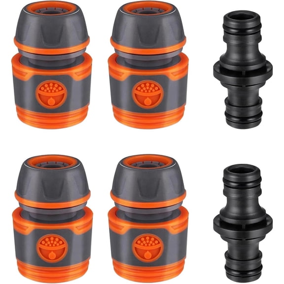 4Pcs Garden Hose Connector, 12mm Garden Hose Adapter with 2 Pieces Coupling, Hose Coupling for Hose Extension, Hose Connection 1/2 Inch for Family Garden, Orange