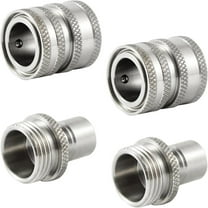 4Pcs Garden Hose Quick Connect Fittings, Water Hose Fitting Set, Quick Release Hose Connector, 3/ 4 Inch GHT Stainless Steel
