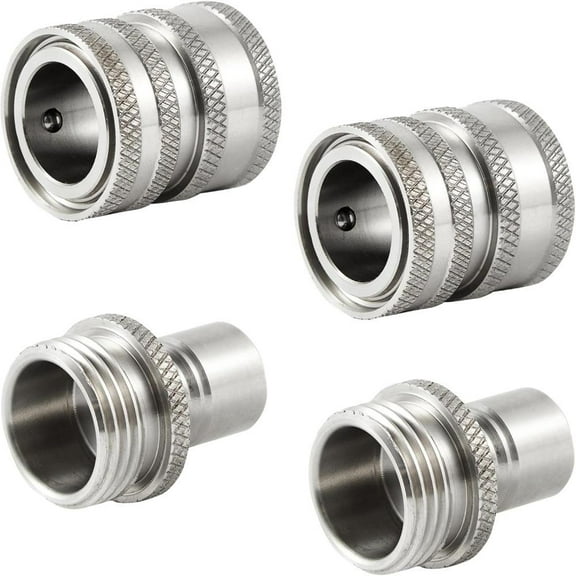 4Pcs Garden Hose Quick Connect Fittings, Water Hose Fitting Set, Quick Release Hose Connector, 3/ 4 Inch GHT Stainless Steel