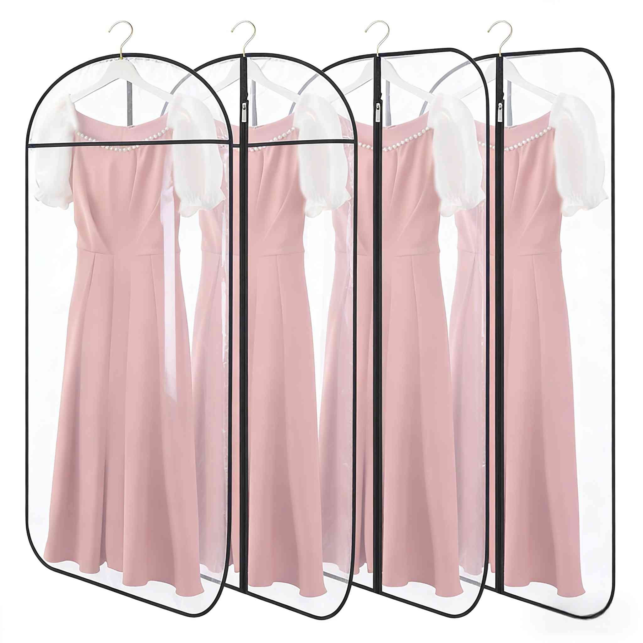 4Pcs Garment Bags for Hanging Clothes, Dustproof Suit Bags for Closet Storage - Durable PEVA Covers with Zipper for Coats, Jackets & Dresses (60 x 120cm)