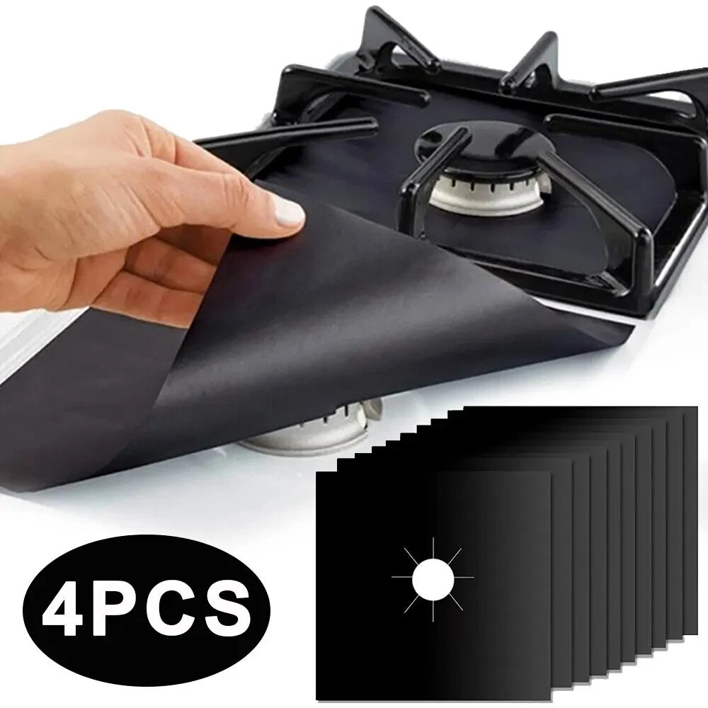 4Pcs Gas Stove Protect Cooker Cover Liner Clean Mats Pad For Kitchen Stovetop