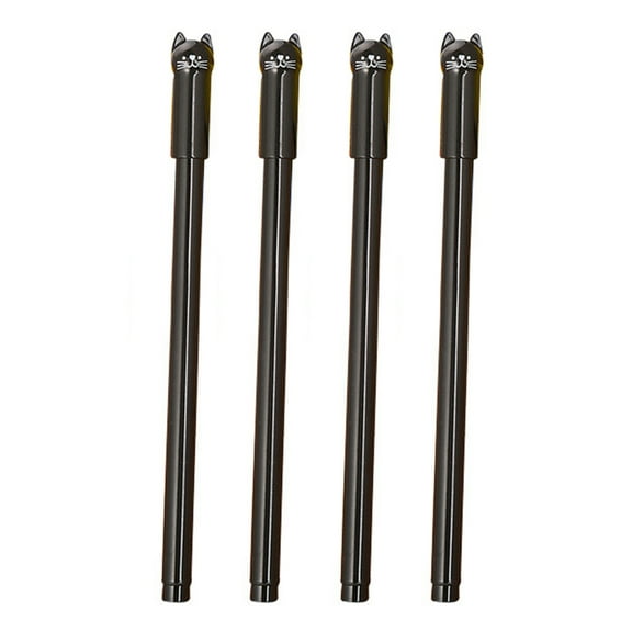 4Pcs Gel Pens 0.5mm Fine Point Writing Fluently Cute Cat Design Comfortable Grip Quick-drying Ergonomic Ink Pens