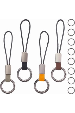 4Pcs Genuine Leather Keyring with Strap Short Lanyard Car Keychain Finger Ring Clips Connectors Adapter Connection Rope Strap for Small Electronic Devices MP3 Player Keys (Mixed Color)Mixed Color