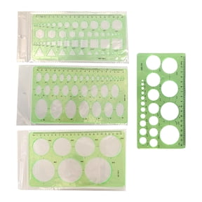 4Pcs Geometric Drawing Templates Ruler Light Weight Portable Circlular Oval Templates for Engineering Drawing Sketching