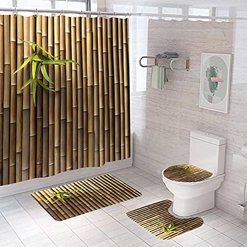 4Pcs Get Naked Shower Curtain Set with NonSlip Rugs and Toilet Lid