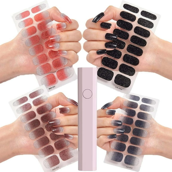 4Pcs Gewell Gel Nail Sticker - Gewell Gel Nail Sticker Kit with UV Light, Semicured Gel Nail Strips, DIY Gel Nail Stickers Kit, Vorist Gel Nail Stickers Starter Kit (#5,4Pcs) Brand: NVICZ