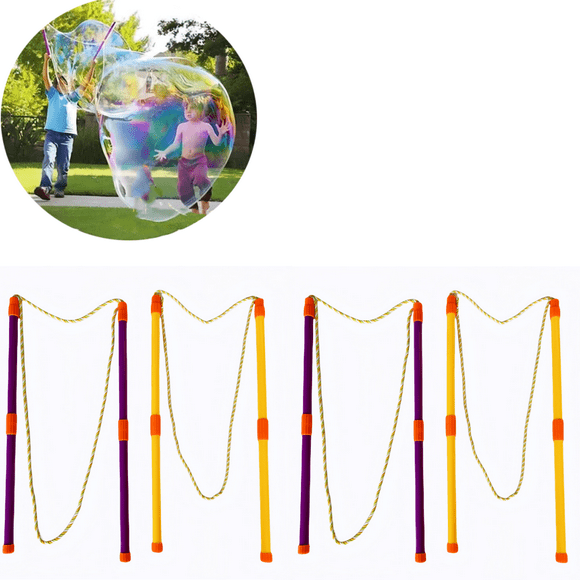 4Pcs Giant Bubble Wands Big Bubble Wands, Outdoors Bubble Toy for Birthday, Outdoor Activities, Party Favors, Giant Bubble Solution Not Included (Purple and Yellow)