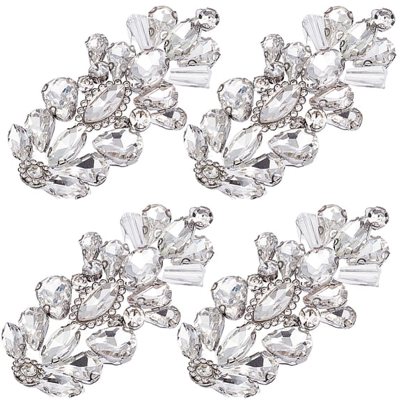4Pcs Glass Clothing Patches Wheat Silver 76x35x7mm for DIY