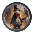 4Pcs Glass Drawer Knob, 35mm Christmas Snowman Retro D Knobs