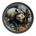 4Pcs Glass Drawer Knob, 35mm Jungle Rhino Knobs Drawer Door