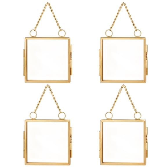 4Pcs Glass Flower Plant Frame with Transparency Glass Picture Holder Decoration