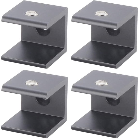 4Pcs Glass Shelf Bracket, Adjustable Glass Clamp Wall Mounted, Square Aluminum Alloy Brackets, Heavy Duty Clamps Clip Suitable for 16-20mm Thickness Panel, Holder Replacement Parts