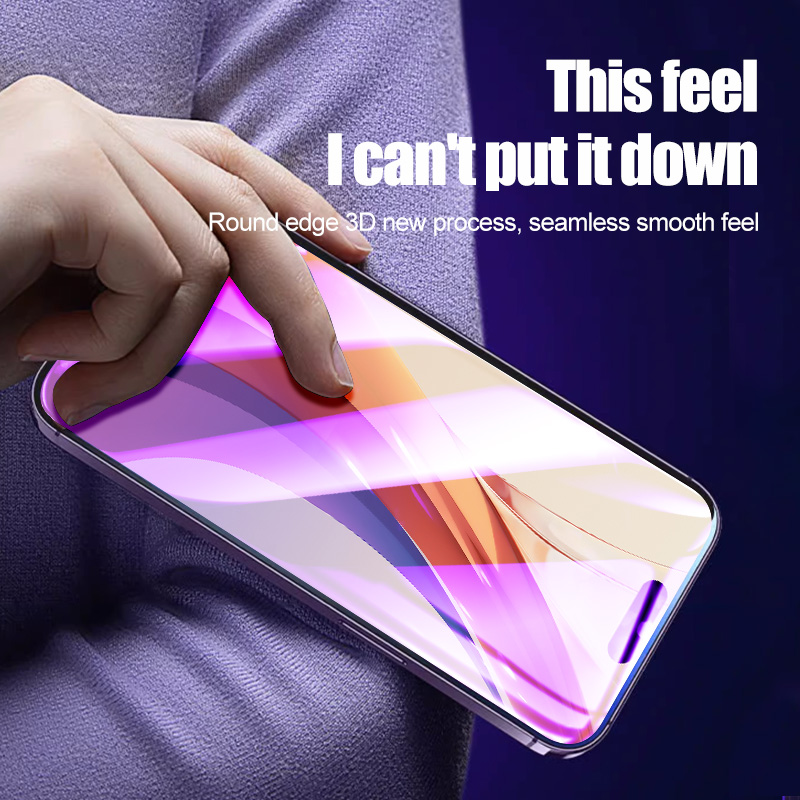 4Pcs Glass Smartphone For iPhone 15 Pro Max Anti Blue Light 14 Plus 13
