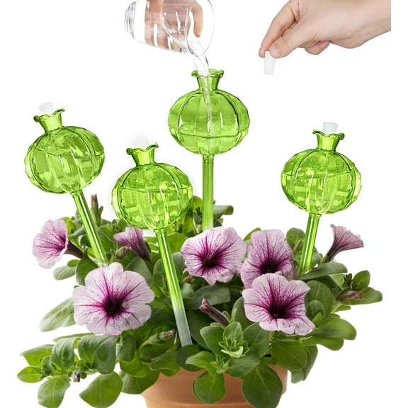 4Pcs Glass Watering Globes , Automatic Plant Watering Globes ,Decorative Watering Device for Garden Patio Plant