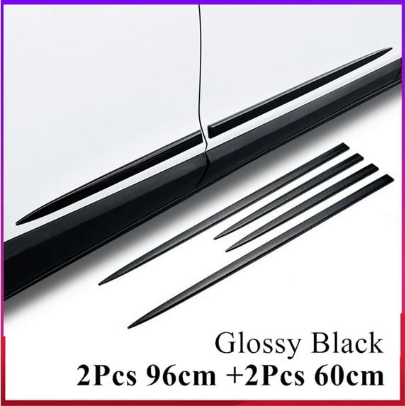 4Pcs Gloss Black ABS Car Side Skirt Door Body Line Moulding Trim Cover Universal