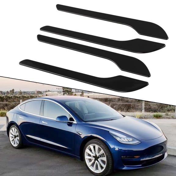 4Pcs Gloss Black Car Exterior Door Handle Cover For Tesla Model 3 2017- 2021 For Tesla Model Y 2021- 2021 Trim Car Door Handle