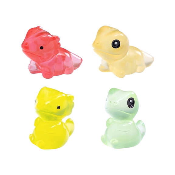 4Pcs Glow-in-Dark Reptiles Resin Figurines, Customizable Miniature Decor for Home Office Desk, Creative Craft