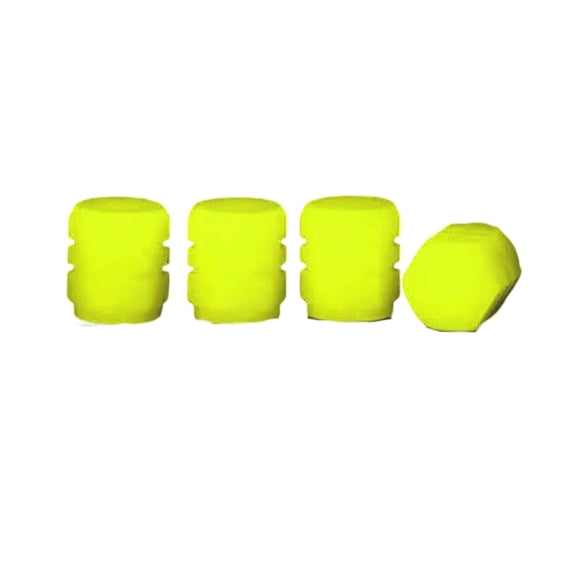 4Pcs Glow-in-The-Dark Tire Valve Caps - Universal for Car Tires, Yellow Luminous Valve Stem Covers - for Car Enthusiasts, Auto Tire Maintenance, Night Driving Visibility Enhancement
