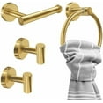 thumbnail image 1 of 4Pcs Gold Bathroom Accessories Set, Brushed Gold Bathroom Hardware with Toilet Paper Holder,Towel Ring & Robe Hooks,Wall Mounted Stainless Steel Bathroom Hardware for Modern Home, 1 of 7