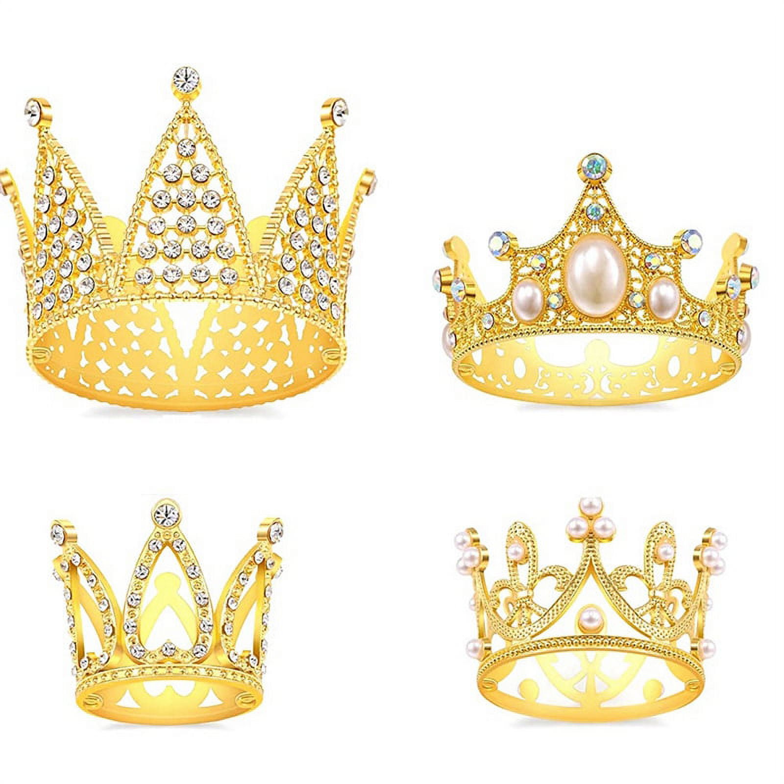 4Pcs Gold Crown Cake Topper Princess Decorations for Birthday - Walmart.com