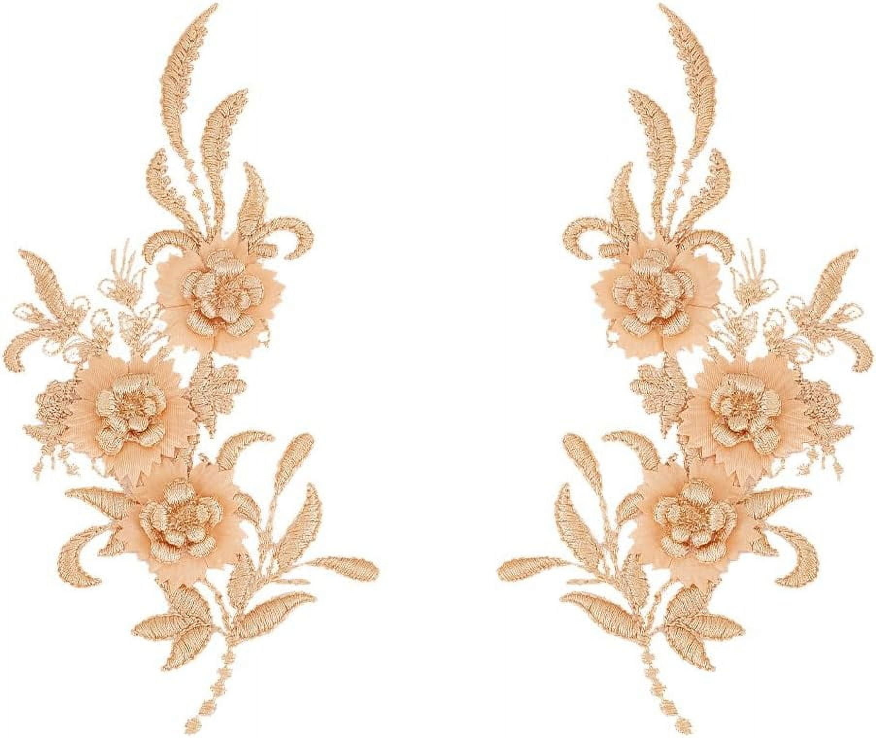 Neckline Trim Golden Embroidered Collar - Sequined Floral Lace Applique  Trim For Neckline, Sewing Patch Floral Neckline Patch