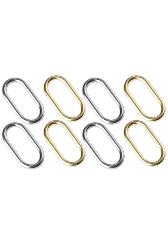 8Pcs Gold KeyChain Clip & Spring O Ring - Purse & Carabiner Clip for Keys, Bag, Handbag, Crafts - 1.97"x0.98" - Gold & Silver