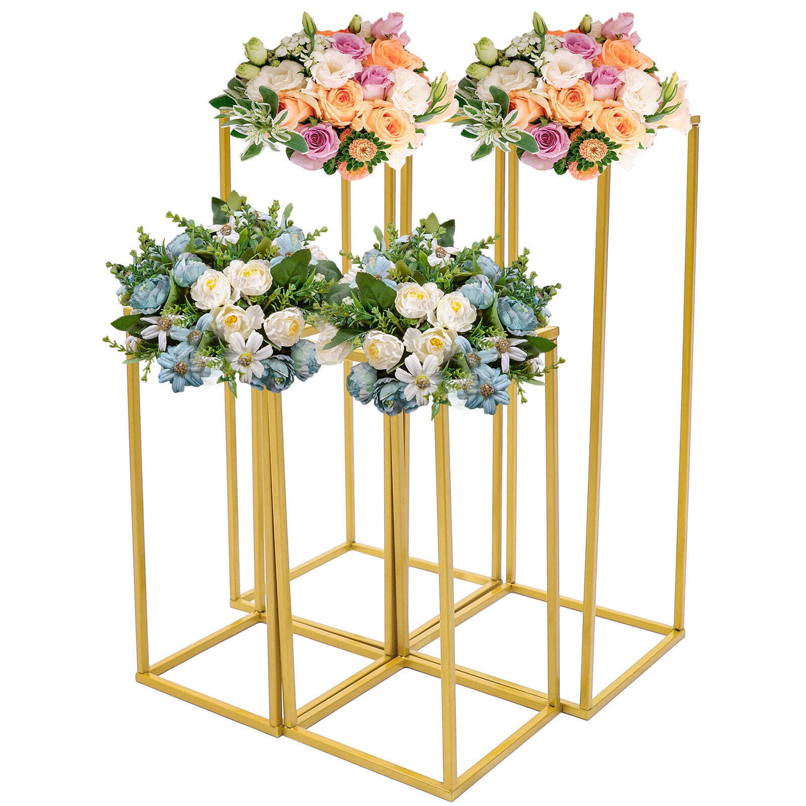 4Pcs Gold Metal Column Flower Stand Wedding Party Backdrop Centerpiece