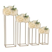 4Pcs Gold Metal Flower Stand Flower Holder Rectangular Rack Indoor/Outdoor