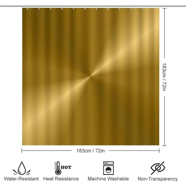 4Pcs Gold Metallic Shower Curtain Sets, Bathroom Set Decor With Non