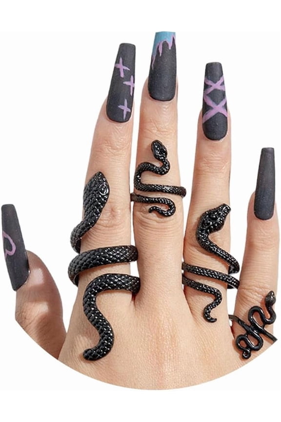 4Pcs Gold Snake Ring Sets for Woman Strackable Rings,Punk Men`s Vintage Sliver Snake Knuckle Joint Midi Finger Rings for Men Gothic Jewelry Accessories