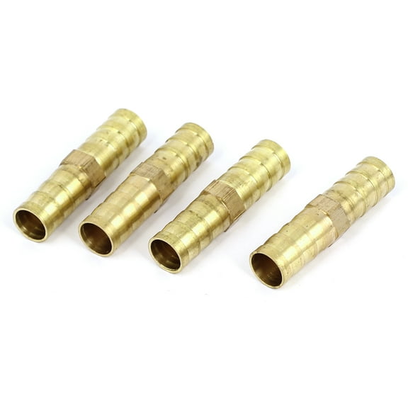 4Pcs Gold Tone 10mm to 10mm Straight Coupler Barb Air Tubing Pipe Hose Connector