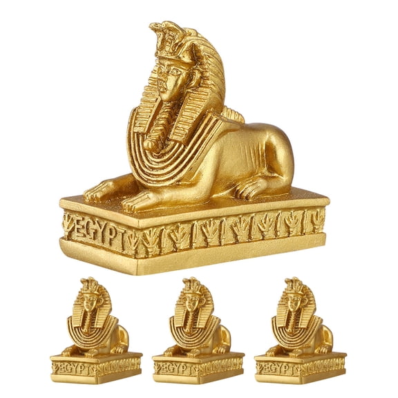 4Pcs Golden Egyptian Sphinx Figurines Perfect for Authentic Ancient Egypt Home Decor