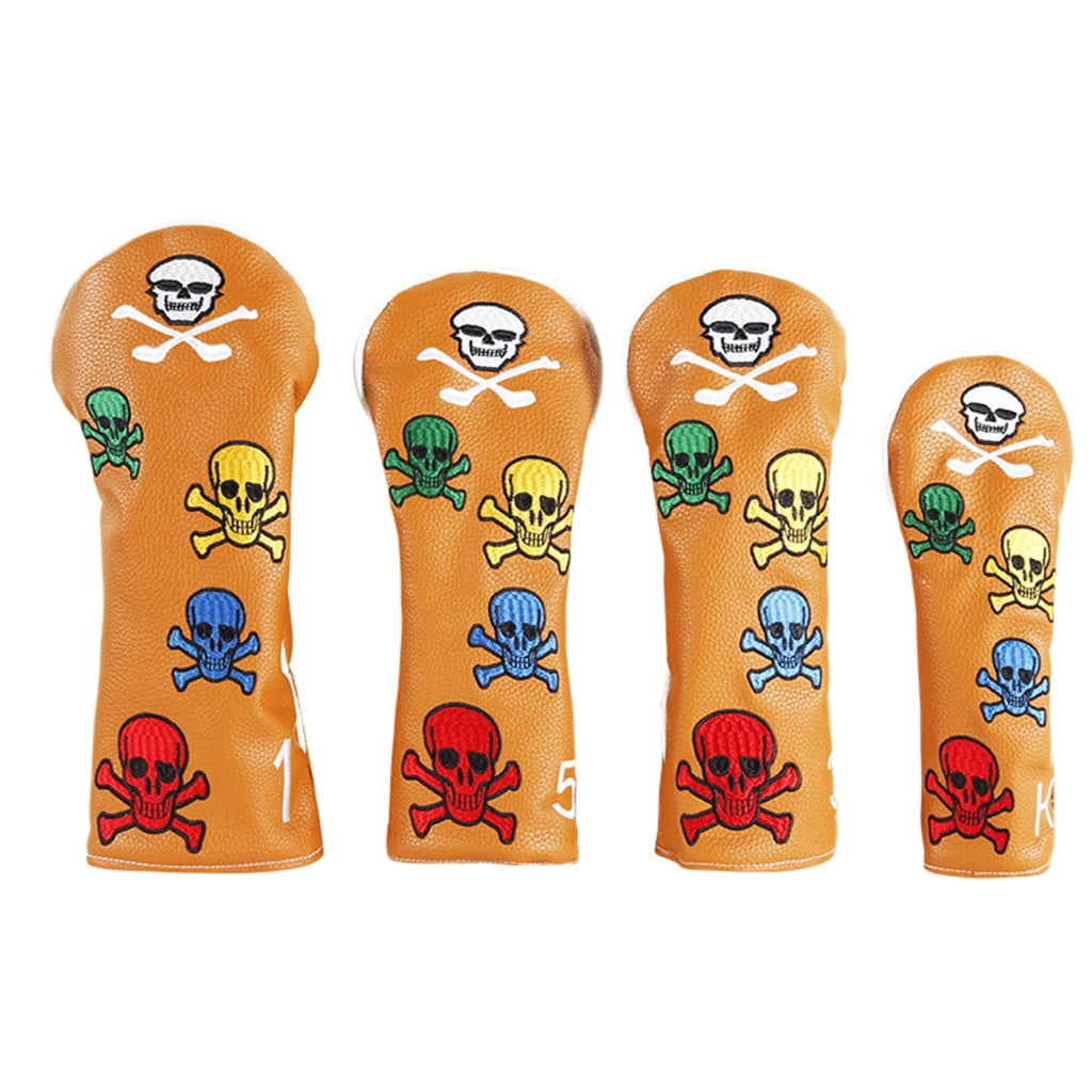 4Pcs Golfs Driver Headcover PU1eatherGolfs Club Head Cover Hybrid Head Cover