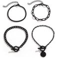 thumbnail image 1 of 4Pcs Goth Black Stackable Bracelets Set for Women Gothic Statement Gold Coin OT Buckle Bracelet Vintage Paperclip Chain Y2k Party Hallowmas Jewelry Gifts, 1 of 7
