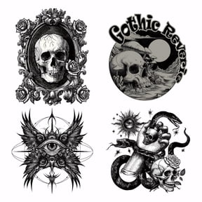 4Pcs Gothic Heat Transfer Stickers Winged Eye Snake Hand Iron on Transfers Iron on Patches Stickers Washable Sticker Paper