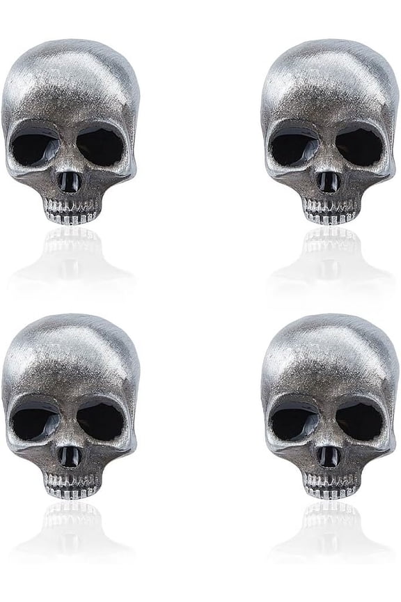 4Pcs Gothic Skull Brooch Halloween Punk Skull Brooch Pins Punk Style Skeleton Head Breastpin Alloy Skull Pins Skull Badge Pin for Cloths Bags Hats Decorations