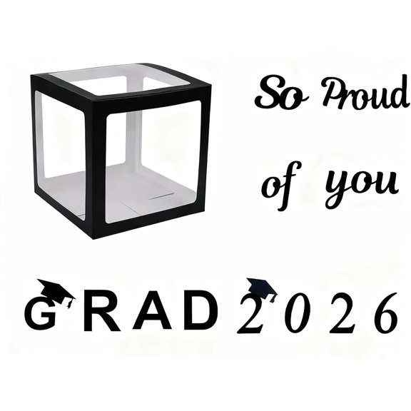 4Pcs Graduation Party Balloon Boxes Black Transparent Balloon Display Props