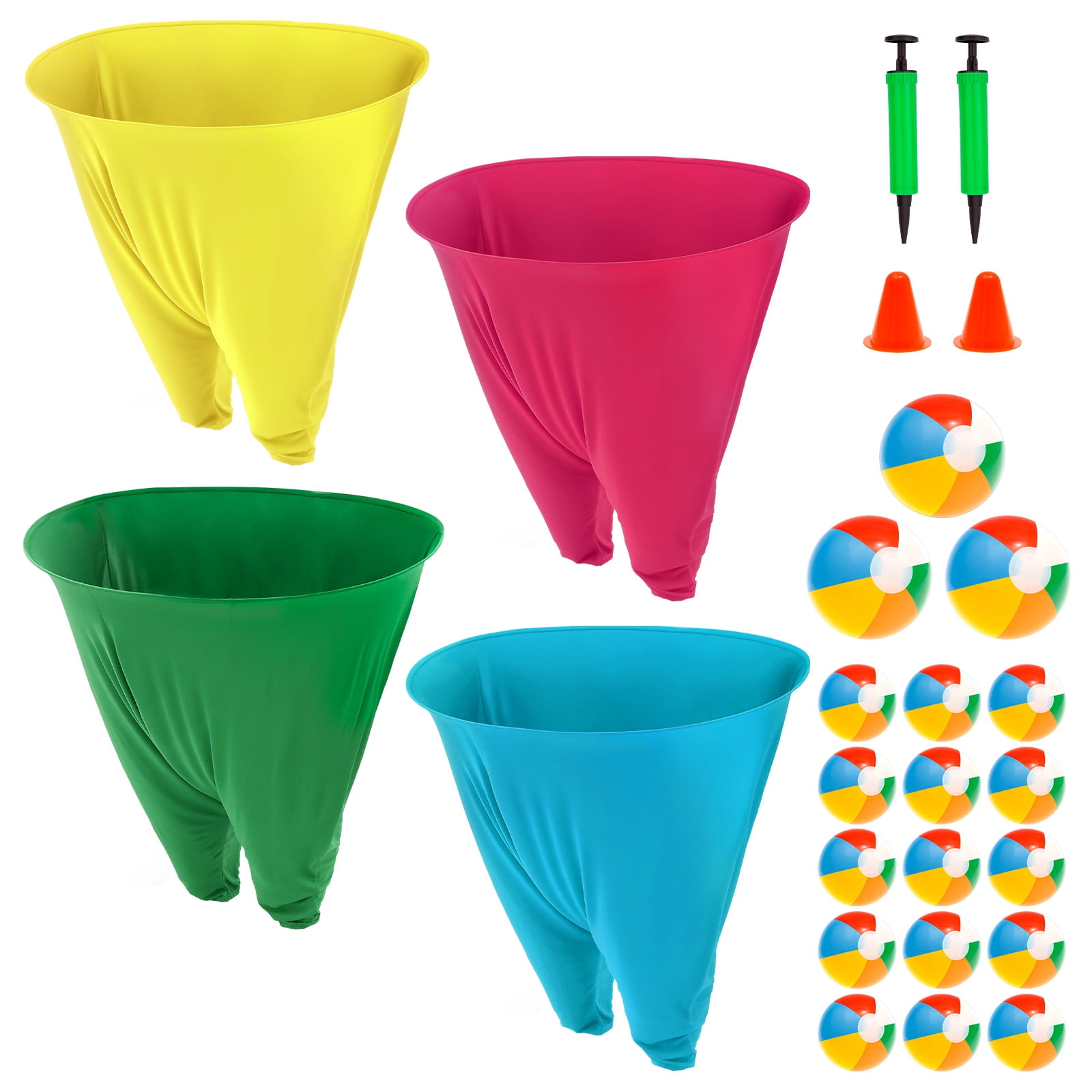 4Pcs Granny Pants Yard Game Set Creative Oversized Pants Tossing Game with 18 Ball and 2 Air Pump for Outdoor Courtyard Party Adults