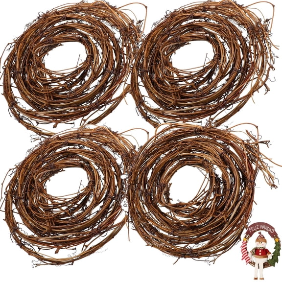 YEAHIBABY Yeahibaby Natural Rattan Wreath Brown Grapevine Gar for Home Decor