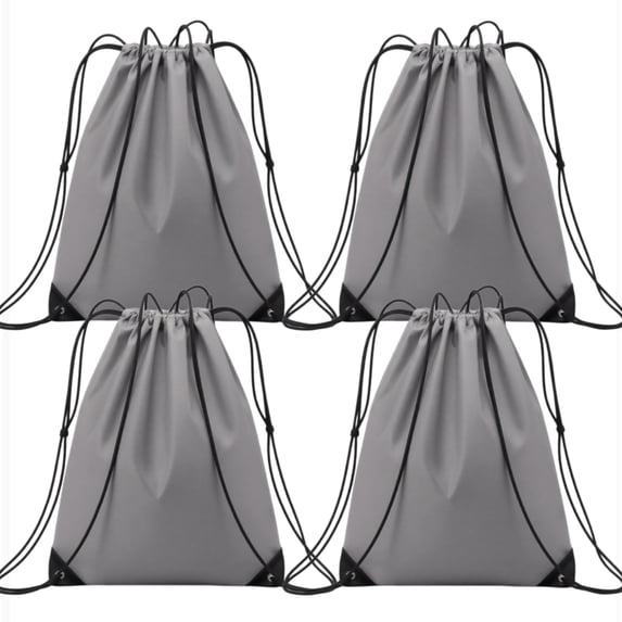 4Pcs Gray Drawstring Bags Bulk Drawstring Backpack String Backpack Cinch Sack Sport Gym Backpack Bags for Yoga Traveling Outdoor Sports