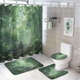 thumbnail image 1 of 4Pcs Green Bamboo Shower Curtain, Sunny Grass Plant Forest Shower Curtain Sets with Toilet Lid Cover, U-Shaped Mat and Non-Slip Rugs, Bathroom Decor Set, 72" x 72", 1 of 8