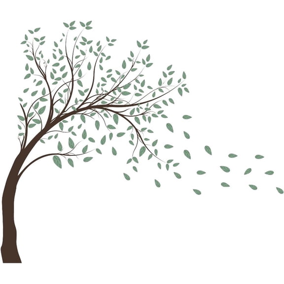 4Pcs Green Tree Wall Stickers Art Mural Wall Poster DIY Wall Decals for Living Room Bedroom Home Office Background Decor