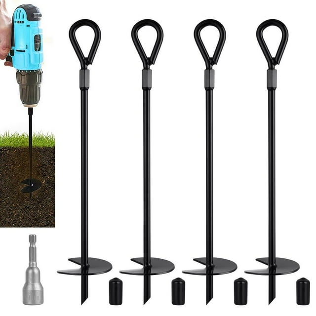 4Pcs 15'' Heavy Duty Shed Anchor Kit, Ground Stakes for Tents, sheds