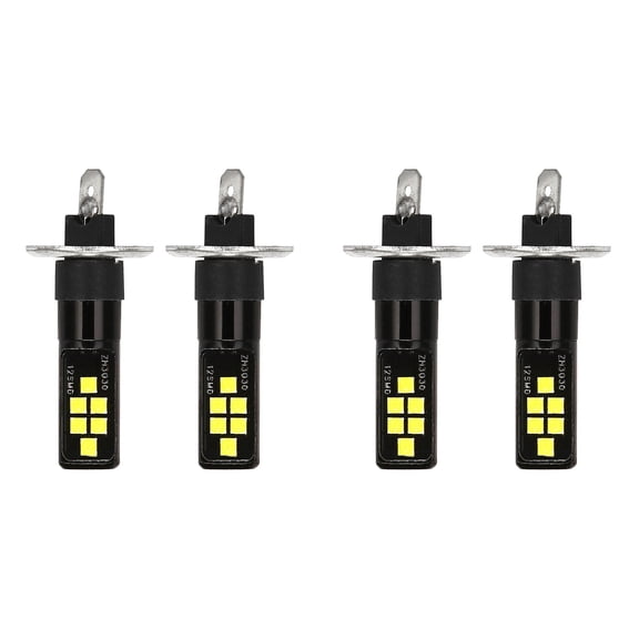 4Pcs H1 Car LED 12V-24V 12SMD Light Bulb 3030 Chipset,W5W Bulb194 LED Bulb for Fog Lights White