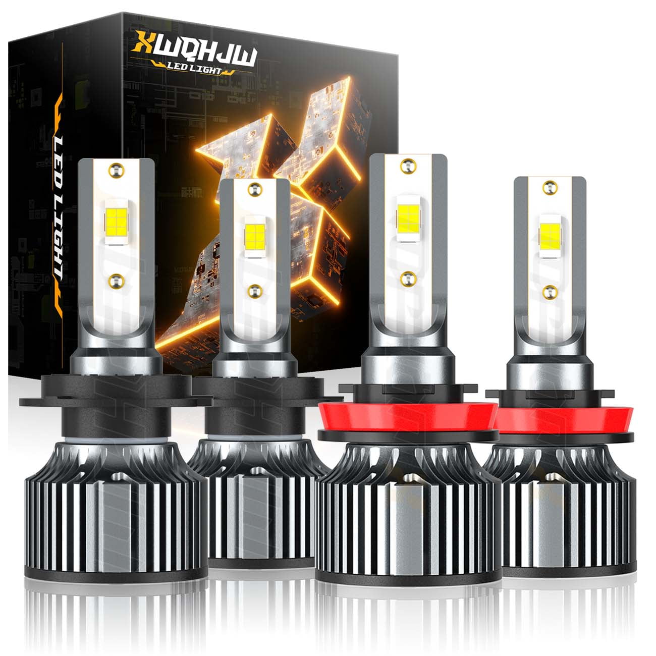 4Pcs H7 H11 White LED Headlight High/Low Beam For Hyundai Tiburon 2007 ...