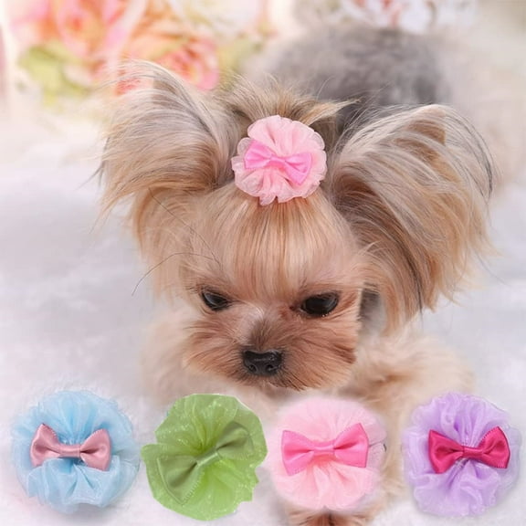 4Pcs Hair Bows For Small Dog Cat Pet Puppy Bowknots Hair Clip Grooming Accessory