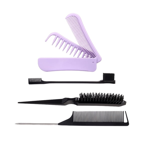 4Pcs Hair Brushes Set for Styling,Edge & Back Brushing Teasing Hair Brush,Ratted Tail Comb,Edge Brush Detangler Brush